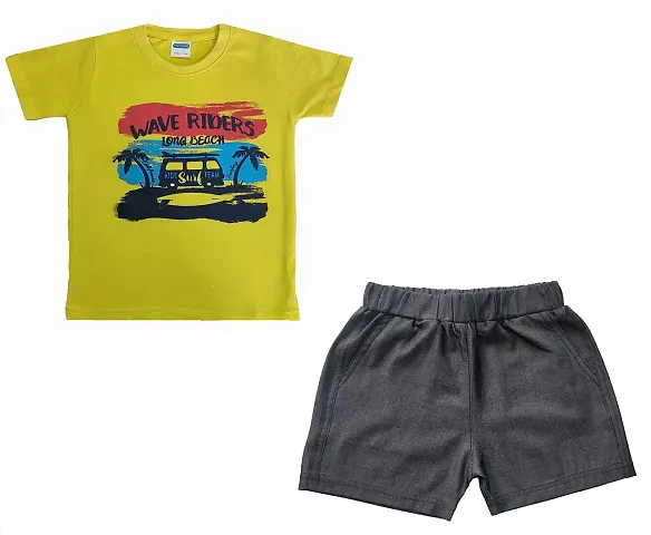 Mininest Cotton Kid's Wear T Shirt for Boys Shorts Casual Daily Wear