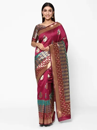 SHAVYA Self DesignEmbellishedWoven Banarasi Saree For Women Dark Color