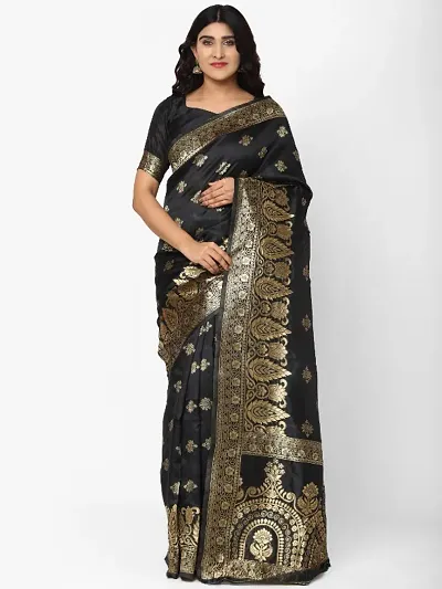 Elegant Banarasi Silk Woven Design Saree With Blouse Piece