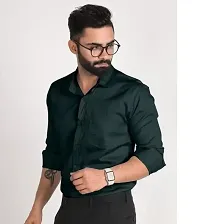 Reliable Green Cotton Solid Long Sleeves Casual Shirts For Men-thumb2