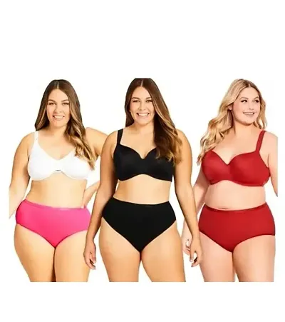 Woman Panty for Plus Size Women with XL to XL Size | High Waist Panty with Full Coverage |Inside Elastic | Soft Moisture Wicking| (Pack of 3 Multicolor) (4XL)