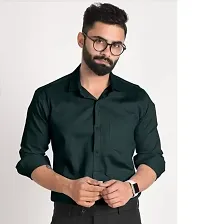 Reliable Green Cotton Solid Long Sleeves Casual Shirts For Men-thumb1