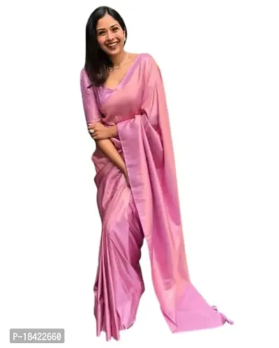 Mariners SONAL KRUPA ENTERPRISE Women's Solid Silk 5.5 Meter Saree with Unstitched Blouse Piece (Pink|