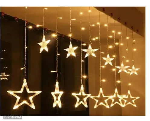 IMPERIAL TECHNOCART 12 Stars String Lights Window Curtain Lights with 8 Flashing Modes Decoration for Any Festivals Diwali Christmas Wedding Party Home Patio Lawn Star Warm White