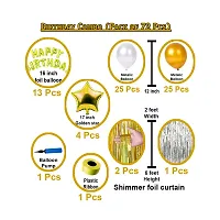 Golden Color Happy Birthday Combo Kit Items For Little Kids Adults Theme Party Decoration Items With Metallic Balloons, Foil Curtain Shimmer, Star Foil Balloons, Hand Made Balloon Pump, Happy Birthday-thumb1