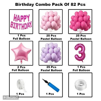 3rd Birthday Decoration Items for Girls  (Pack of 82)-thumb2