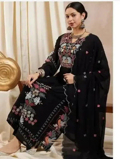 Fancy Georgette Kurta Bottom And Dupatta Set For Women