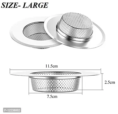 2 Pcs Stainless Steel Kitchen Sink Strainer Plug, Filter Stopper Mesh Long Hair Food Blockages Cleaning Tool for Bathroom Kitchen Sink, 11.5 cm-thumb4