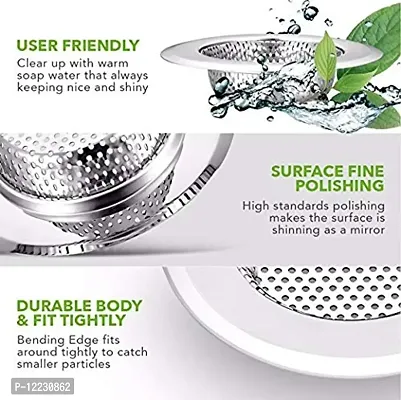 2 Pcs Stainless Steel Kitchen Sink Strainer Plug, Filter Stopper Mesh Long Hair Food Blockages Cleaning Tool for Bathroom Kitchen Sink, 11.5 cm-thumb5