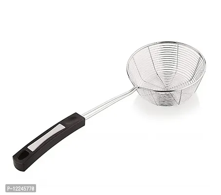 Frying Stainless Steel Wire Strainer for Home Kitchen, Snack, Pakora, Poori- Jhara | Jhalni | Charni with Heat Resistant Handle with Comfortable Grip, 15 Inch-thumb0