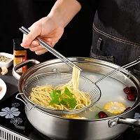 Household Kitchen Stainless Steel Noodle Strainer Hot Pot Frying Oil Colander Metal Skimmer Long Handle, 16 Inch-thumb2