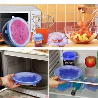 6 Pcs Set Premium Quality Reusable Microwave/Dishwasher Silicone Lid Set, Flexible Bowl/Cups/Mugs/Glasses/Plates Covers Silicon Stretchable lids, Silicone lids and Cover - Multicolor-thumb3