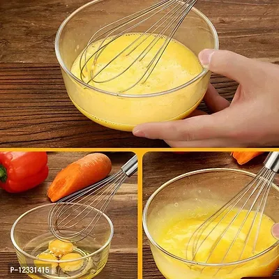 KitchenFest Stainless Steel Wire Balloon Whisk, Beater, Hand Blender, Cream Whisk, Flour Mixer, Rotary Egg Mixer, Kitchen Baking Tool, 10 Inch-thumb2