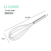 KitchenFest Stainless Steel Wire Balloon Whisk, Beater, Hand Blender, Cream Whisk, Flour Mixer, Rotary Egg Mixer, Kitchen Baking Tool, 10 Inch-thumb3