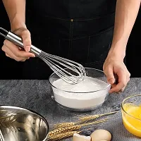 KitchenFest Stainless Steel Wire Balloon Whisk, Beater, Hand Blender, Cream Whisk, Flour Mixer, Rotary Egg Mixer, Kitchen Baking Tool, 10 Inch-thumb4