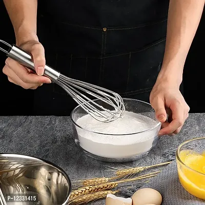 KitchenFest Stainless Steel Wire Balloon Whisk, Beater, Hand Blender, Cream Whisk, Flour Mixer, Rotary Egg Mixer, Kitchen Baking Tool, 10 Inch-thumb5