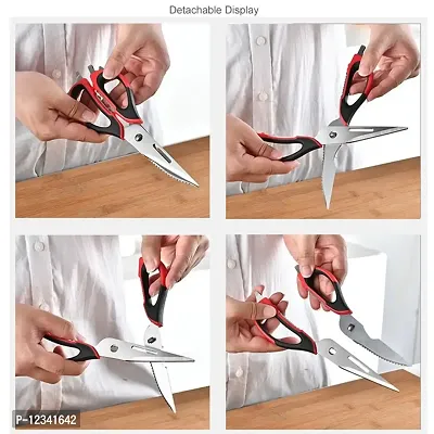 KitchenFest Kitchen Scissors 7 in 1 Tool Stainless Steel Multipurpose Detachable Mighty Shears Scissor with Magnetic Holder, Knife, Cutter, Peeler, Opener, Slicer, Nutcracker, Random Color-thumb4