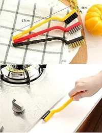 KitchenFest Set of 3 Pc Mini Wire Brush Cleaning Tool Kit Brass, Nylon, Stainless Steel Bristles, Gas Cleaning Brushes Iron Nylon Copper Wire for Car Kitchen Gas Stove Cleaning Tool-thumb3