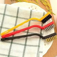 KitchenFest Cleaning Brush Aluminium Kitchen Basin Gas Stove Iron Nylon Copper Wire Cleaning Brush, 3 Piece Set-thumb3