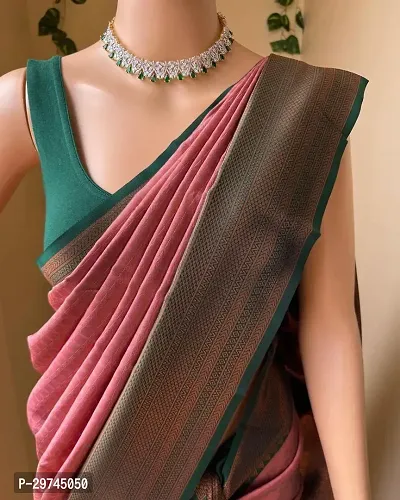 Elegant Multicoloured Silk Blend Saree with Blouse piece For Women-thumb0