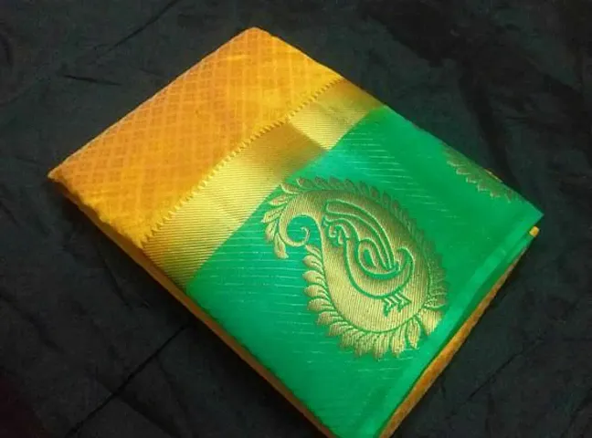 Mango Paisley Border Silk Blend Kanjeevaram Design Sarees