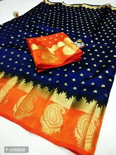 Blue Art Silk Saree With Blouse Piece-thumb0