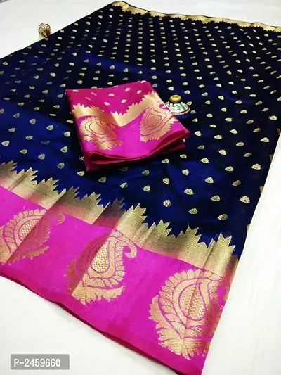 Blue Art Silk Saree With Blouse Piece-thumb0