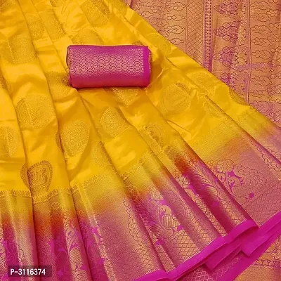 Multicoloured Art Silk Woven Design Saree with Blouse piece