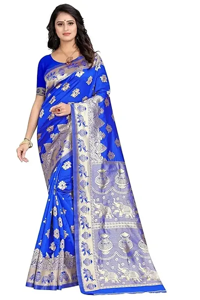 Beautiful Art Silk Saree with Blouse piece For Women