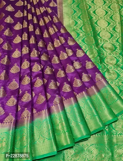 Elegant Purple Art Silk Saree with Blouse piece For Women-thumb0