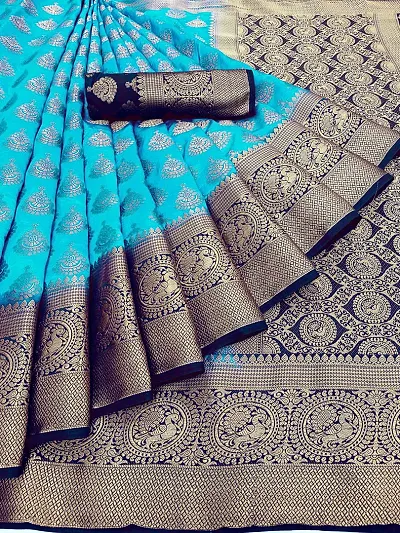 Art Silk Woven Design Sarees with Blouse Piece