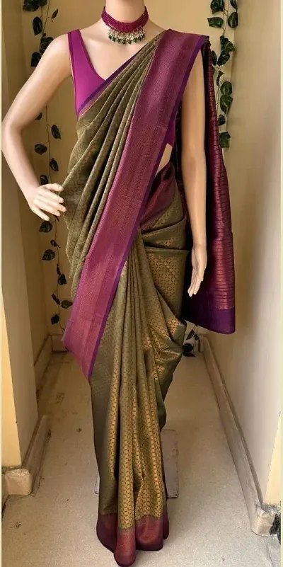 Trendy Silk Blend Sarees With Blouse Piece