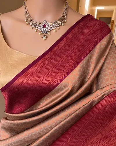 Hot Selling Silk Blend Saree with Blouse piece 