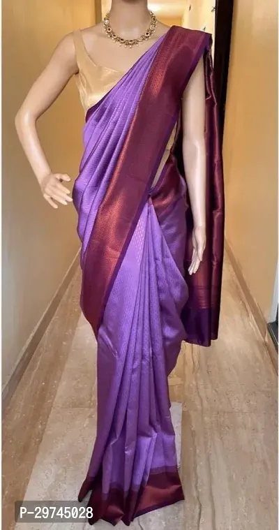 Elegant Purple Silk Blend Saree with Blouse piece For Women