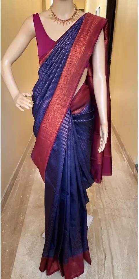 Elegant Silk Blend Saree with Blouse piece For Women