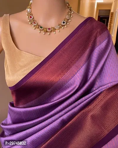 Elegant Purple Silk Blend Saree with Blouse piece For Women