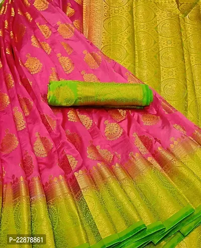 Elegant Pink Art Silk Saree with Blouse piece For Women