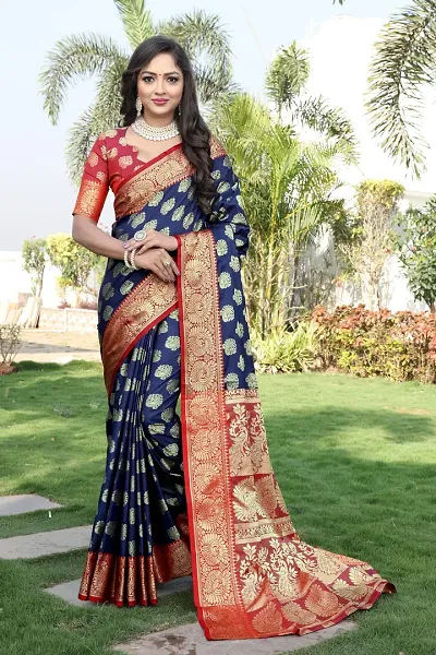 Woven Design Art Silk  Sarees with Blouse piece