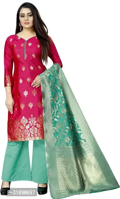 Elegant Jacquard Dress Material With Dupatta For Women