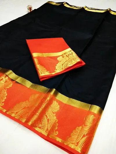 Attractive Silk Blend Saree with Blouse piece 