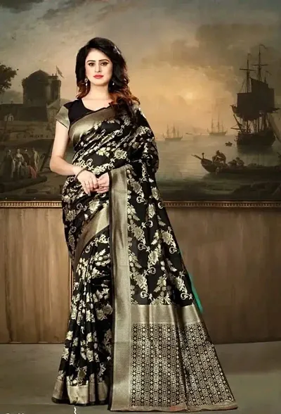 Beautiful Silk Blend Saree with Blouse piece For Women