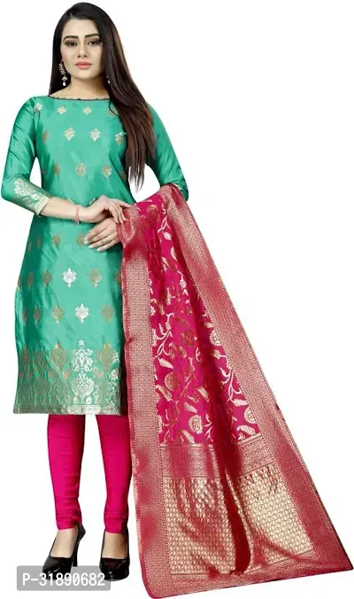 Elegant Jacquard Dress Material With Dupatta For Women-thumb0