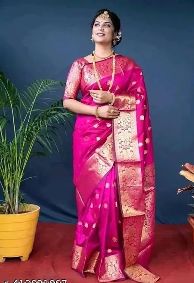 Elegant Silk Blend Saree with Blouse piece For Women