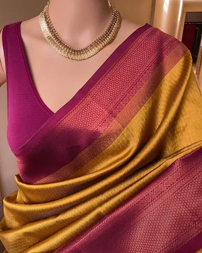 Elegant Silk Blend Saree with Blouse piece For Women