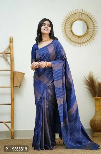 Fancy Silk Blend Saree with Blouse Piece for Women-thumb0