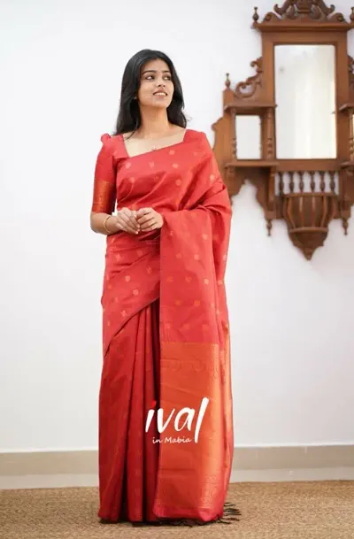 Fancy Silk Blend Saree with Blouse Piece for Women