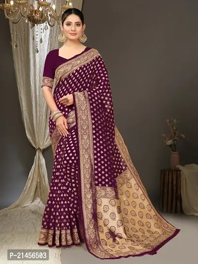 Woven Design Banarasi Silk Saree with Blouse Piece-thumb0