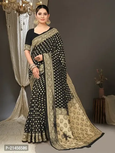 Woven Design Silk Blend Saree with Blouse Piece
