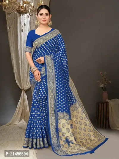 Woven Design Banarasi Silk blend Saree with Blouse Piece