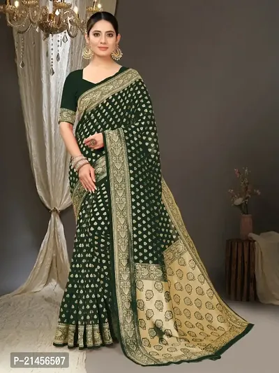 Woven Design Cotton Blend Silk Saree with Blouse Piece